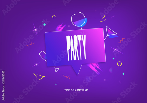 Party violet shine dark banners. Vector illustration.