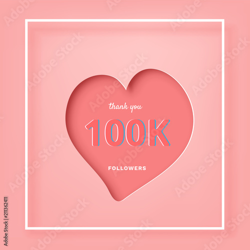 100K followers thank you post for social media. Vector illustration.
