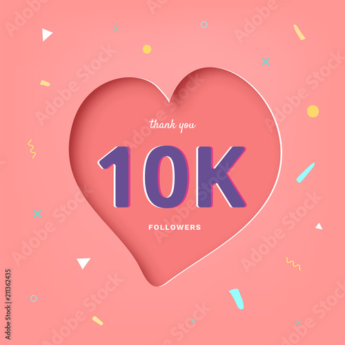 10K followers thank you post for social media. Vector illustration.