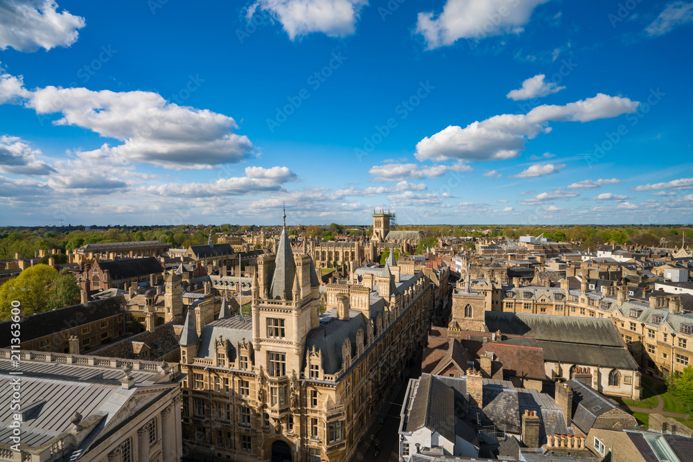 Aerial panorama of Cambridge, UK