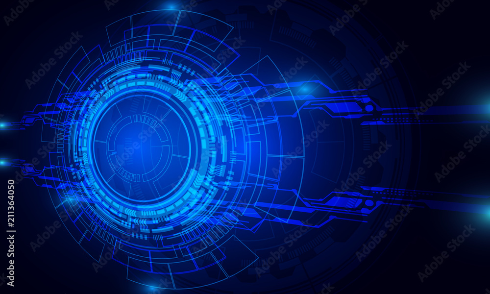Obraz premium Futuristic Elements Cyber Technology Hi Tech Blue Scifi System Connection Network Vector Background