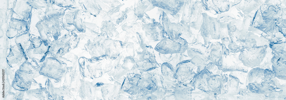 Obraz premium Kostki lodu niebieskie szerokie tło.