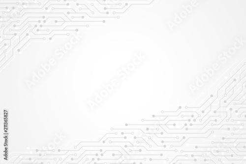 Abstract technology background with circuit board texture. Graphic design electronic motherboard. Communication and engineering concept. Vector illustration.