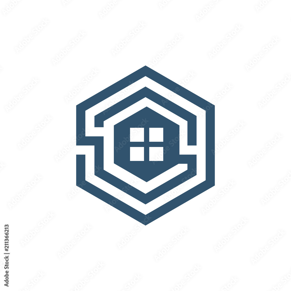 Hexagon Maze House Real Estate Symbol Hexagon Maze House Real Estate Symbol