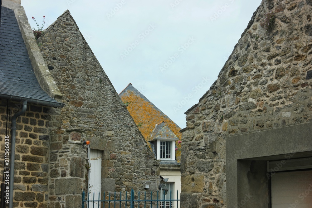 Walls and roofs of the houses in the old part of the city ,Saint-Malo,France