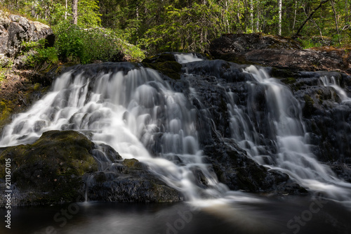 The waterfall of Liejeenjoki in Puolanka, Finland.