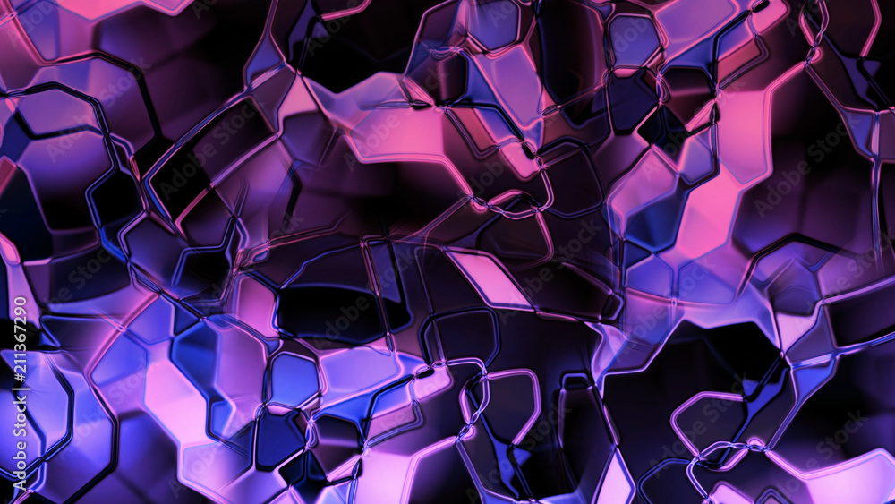 3D rendering of a liquid metal texture with an elegant light reflex on the surface