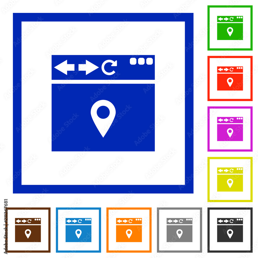 Browser get location flat framed icons Browser get location flat framed icons
