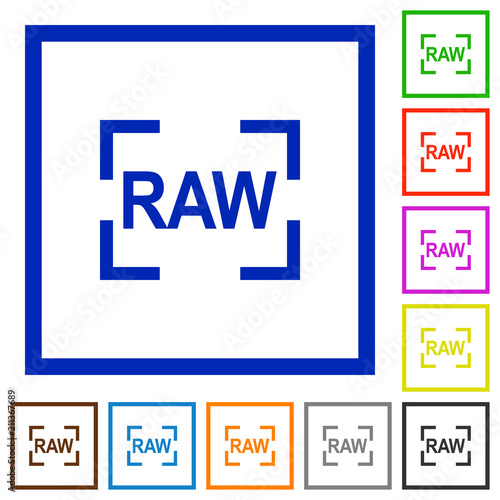 Camera raw image mode flat framed icons