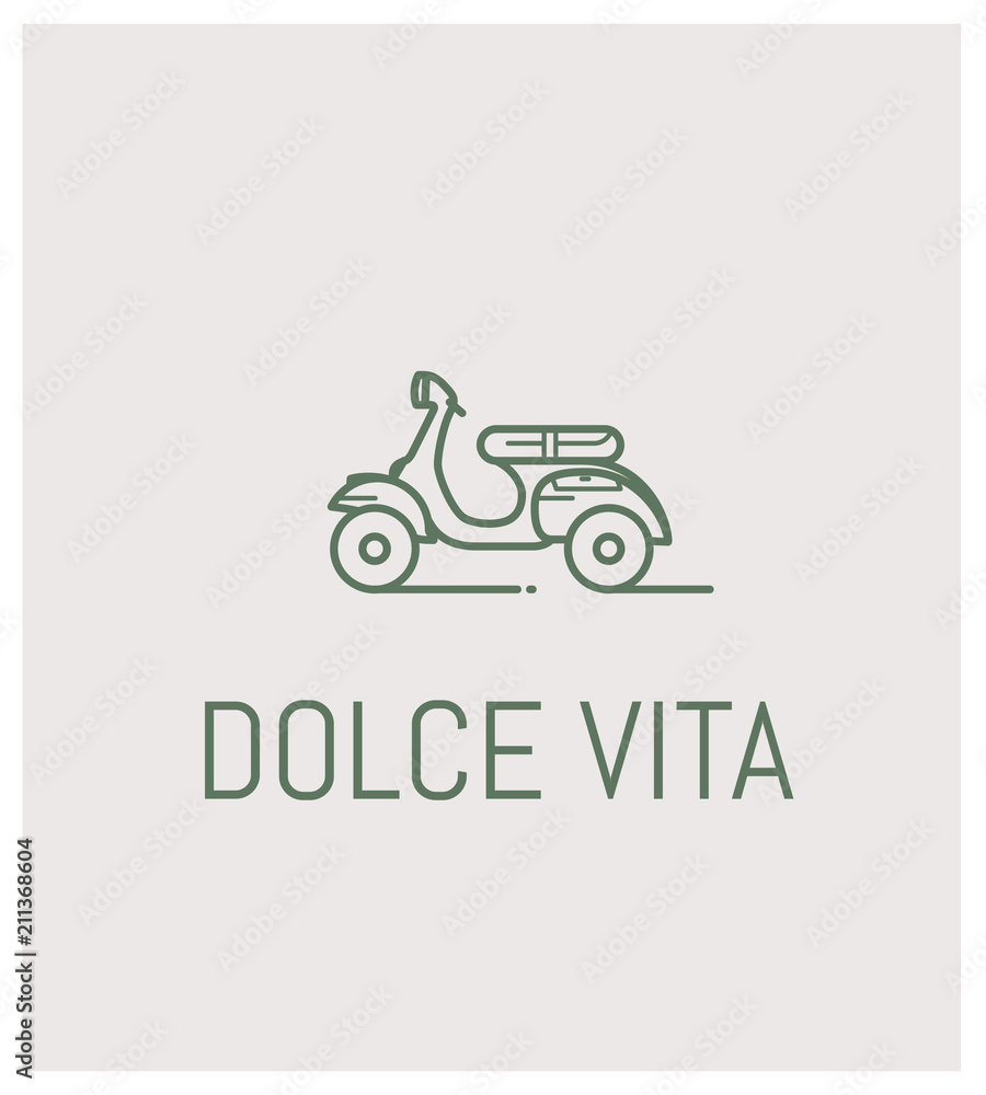 Naklejka premium vespa et dolce vita, logo skutera