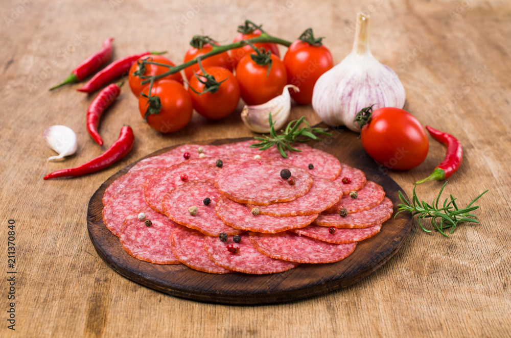 Thin slices of salami Thin slices of salami