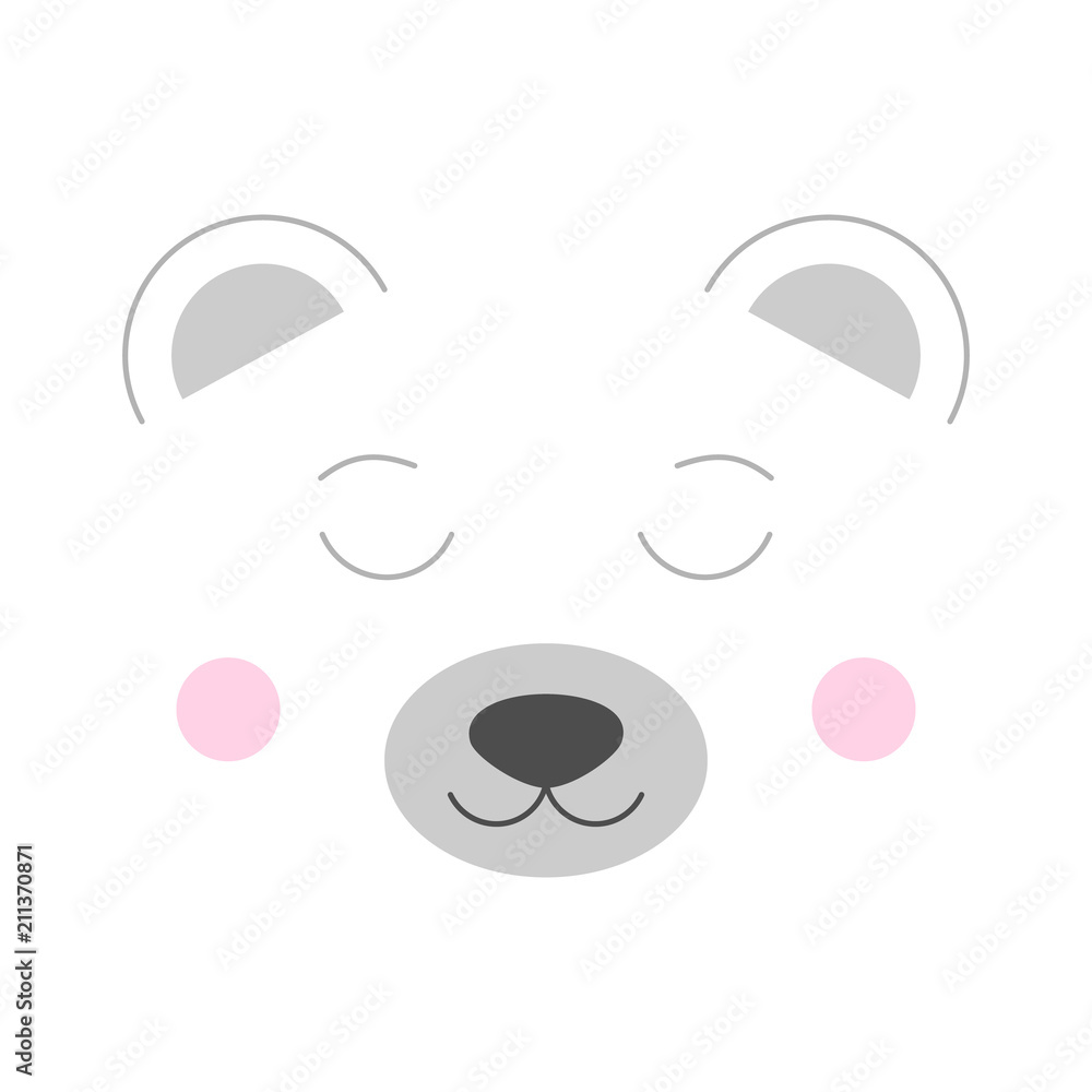 Cute polar bear vector illustration, isolated on white background