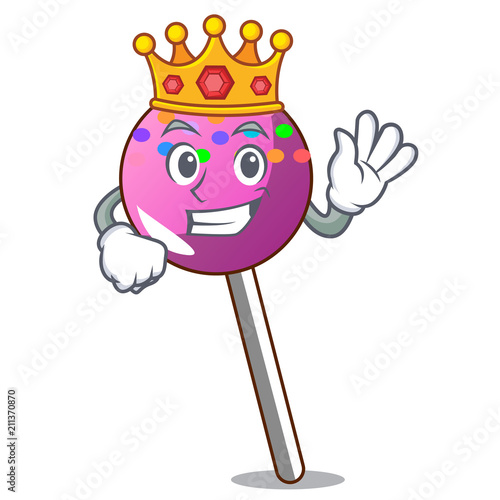 King lollipop with sprinkles mascot cartoon
