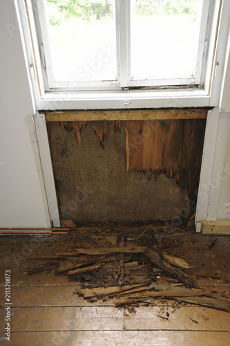 Old wooden wall, house renovation