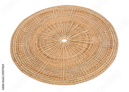 Wood basket wicker wooden in handmade 45 degree view