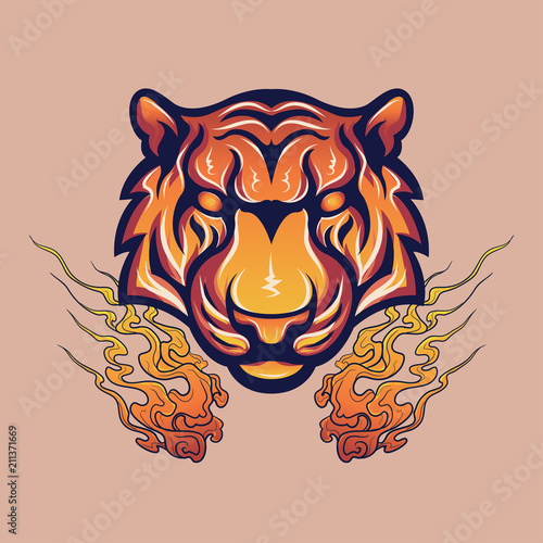Fototapeta Naklejka Na Ścianę i Meble -  Tiger vector logo icon illustration