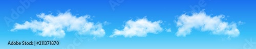 Clouds on blue sky, vector cumulus.