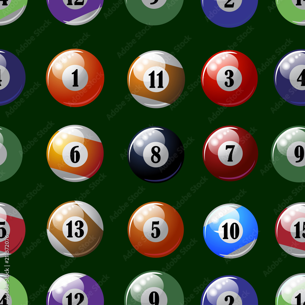 Billiard number balloons seamless pattern Billiard number balloons seamless pattern