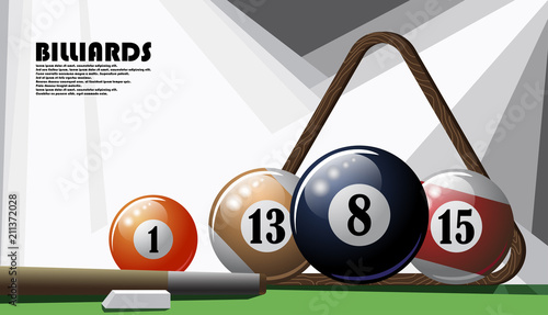Color poster on the billiard theme