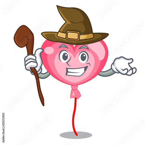 Witch ballon heart mascot cartoon