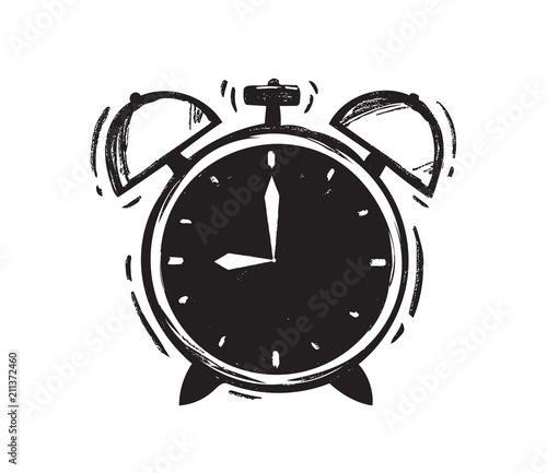 Vector illustration: Hand drawn Alarm Clock on white background.