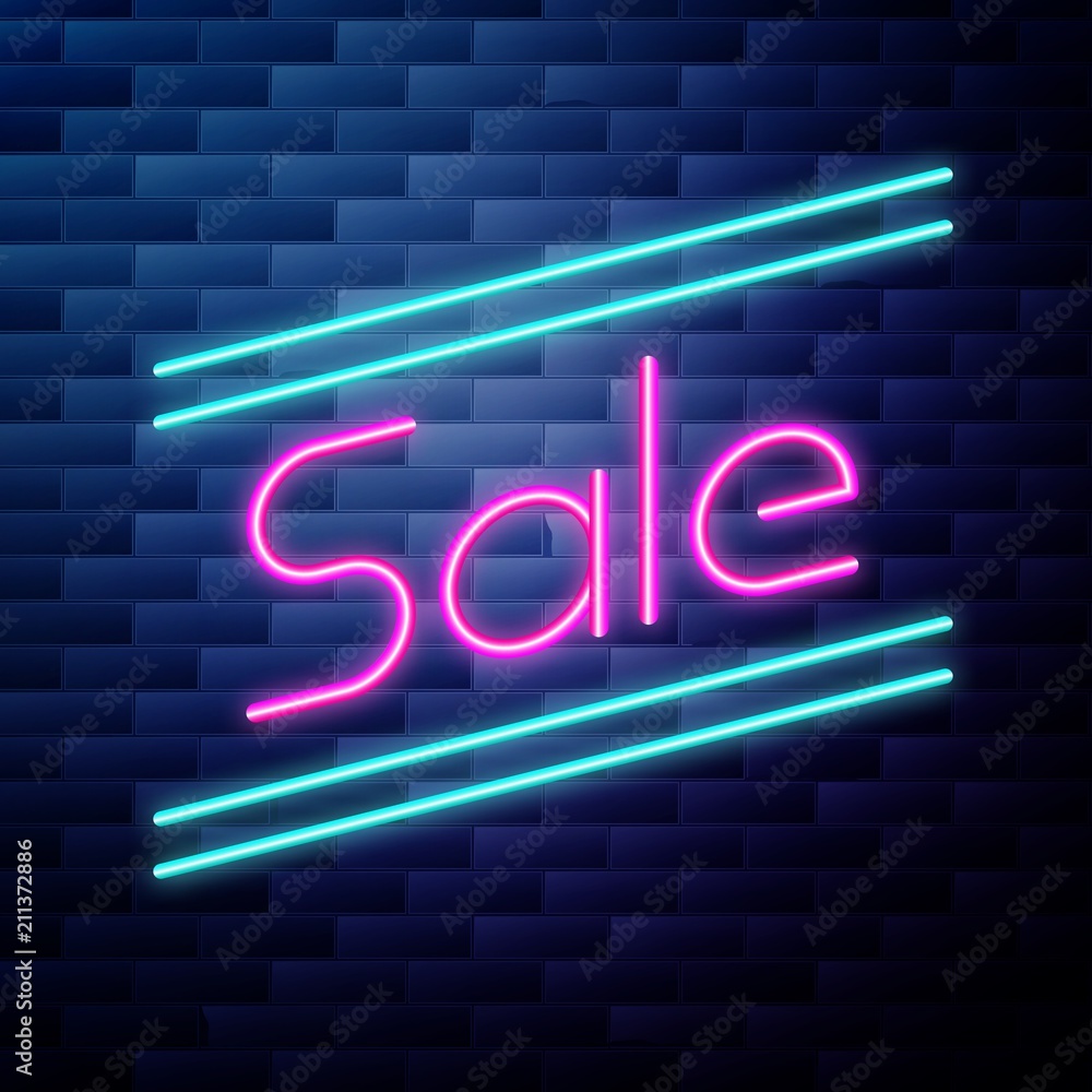 Sale glowing neon sign