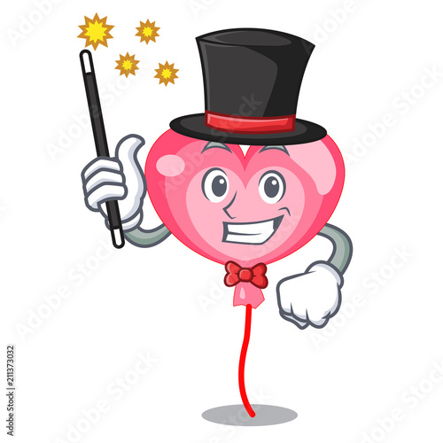 Magician ballon heart mascot cartoon