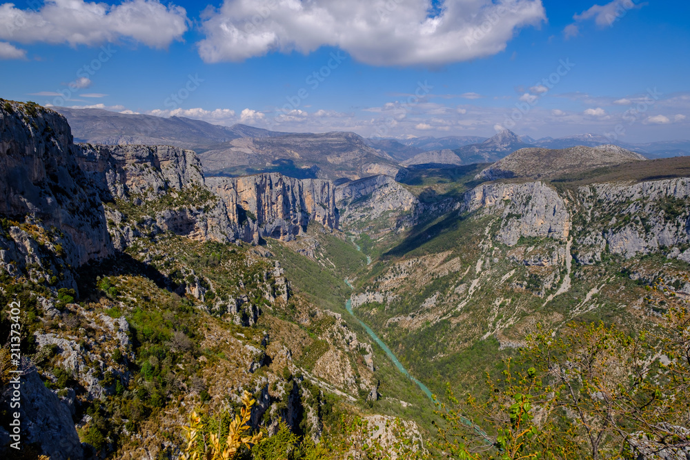 Vue panoramique sur les Gorges du Verdon, Grand Canyon, route des Crêtes. Alpes de Haute Provence. France.