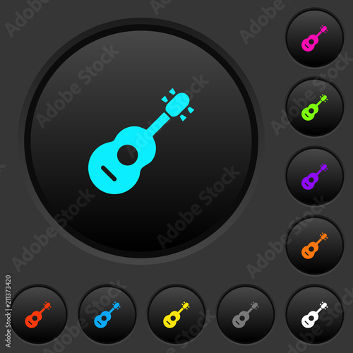 Acoustic guitar dark push buttons with color icons