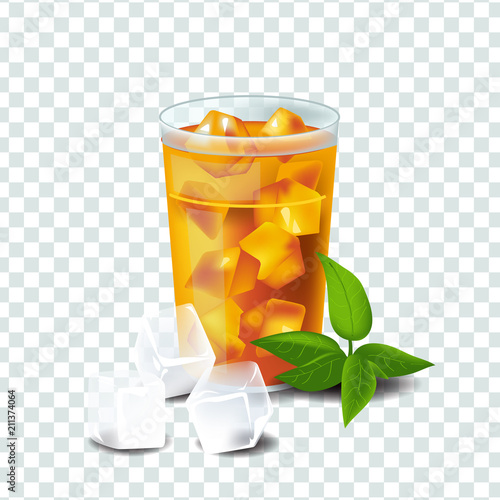 Vector illustration in real style about iced tea with ice