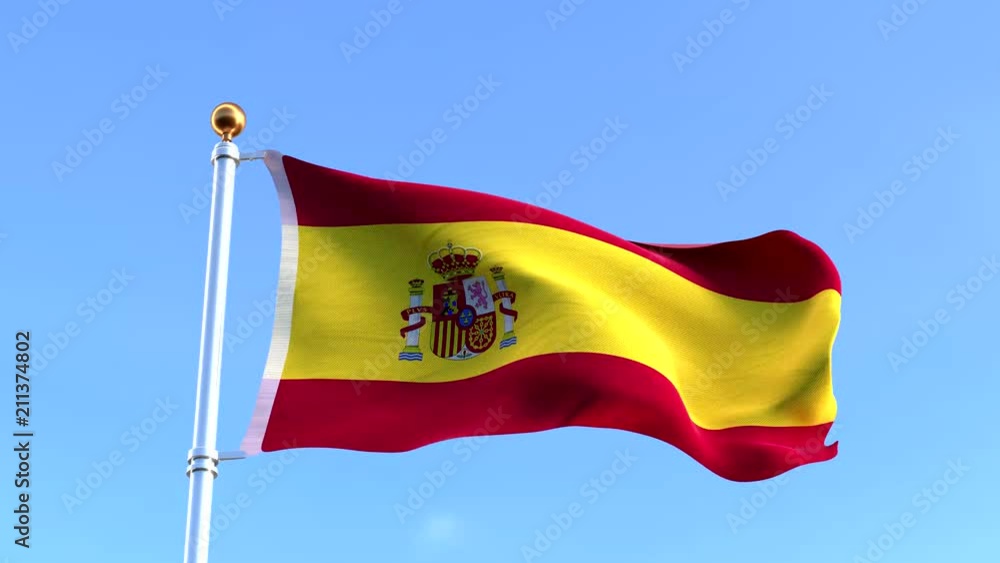 Waving Spanish Flag - 3d Rendering Waving Spanish Flag - 3d Rendering