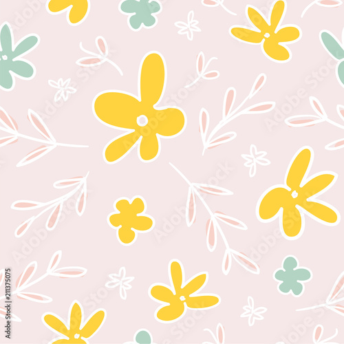 Seamless pattern with flowers scandinavian style
