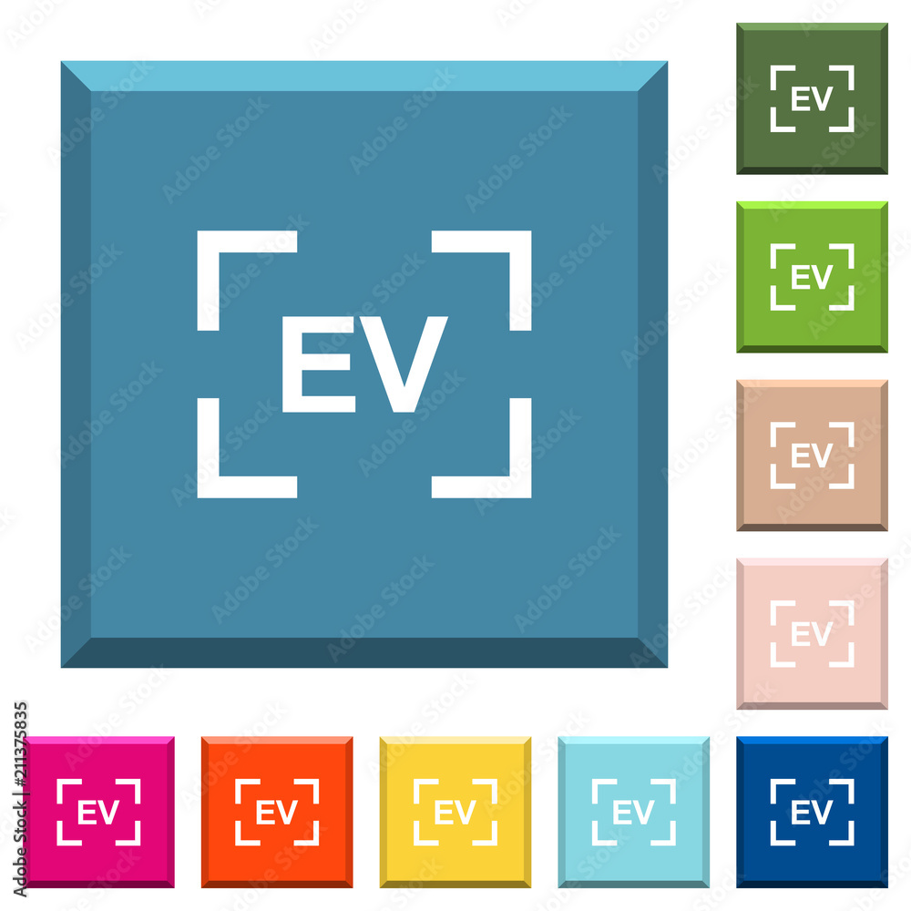 Camera exposure value setting white icons on edged square buttons Camera exposure value setting white icons on edged square buttons