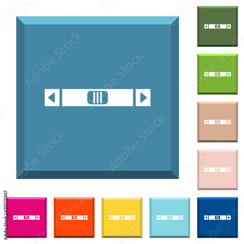 Horizontal scroll bar white icons on edged square buttons