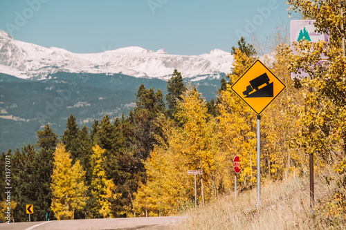 Wallpaper Mural Steep grade truck road sign on highway Torontodigital.ca