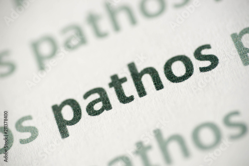 Fotografia word pathos printed on paper macro
