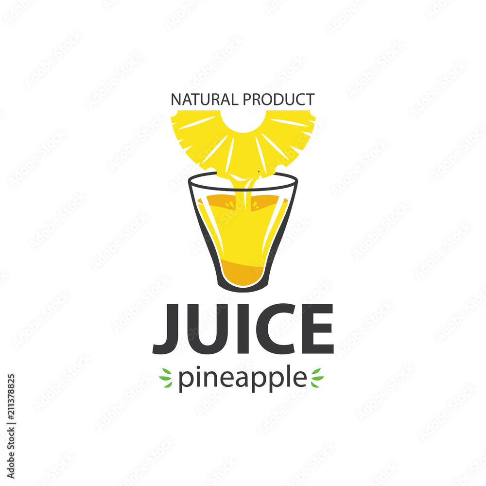 Natural juice sticker. Vector label illustration for 100% natural product. Badge or seal