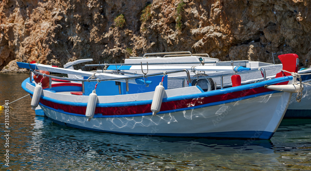 Boats on Lake Voulismeni, Agios Nikolaos, Crete, Greece