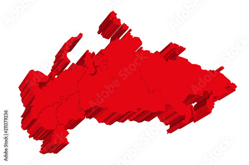 Mapa rojo de Rusia.