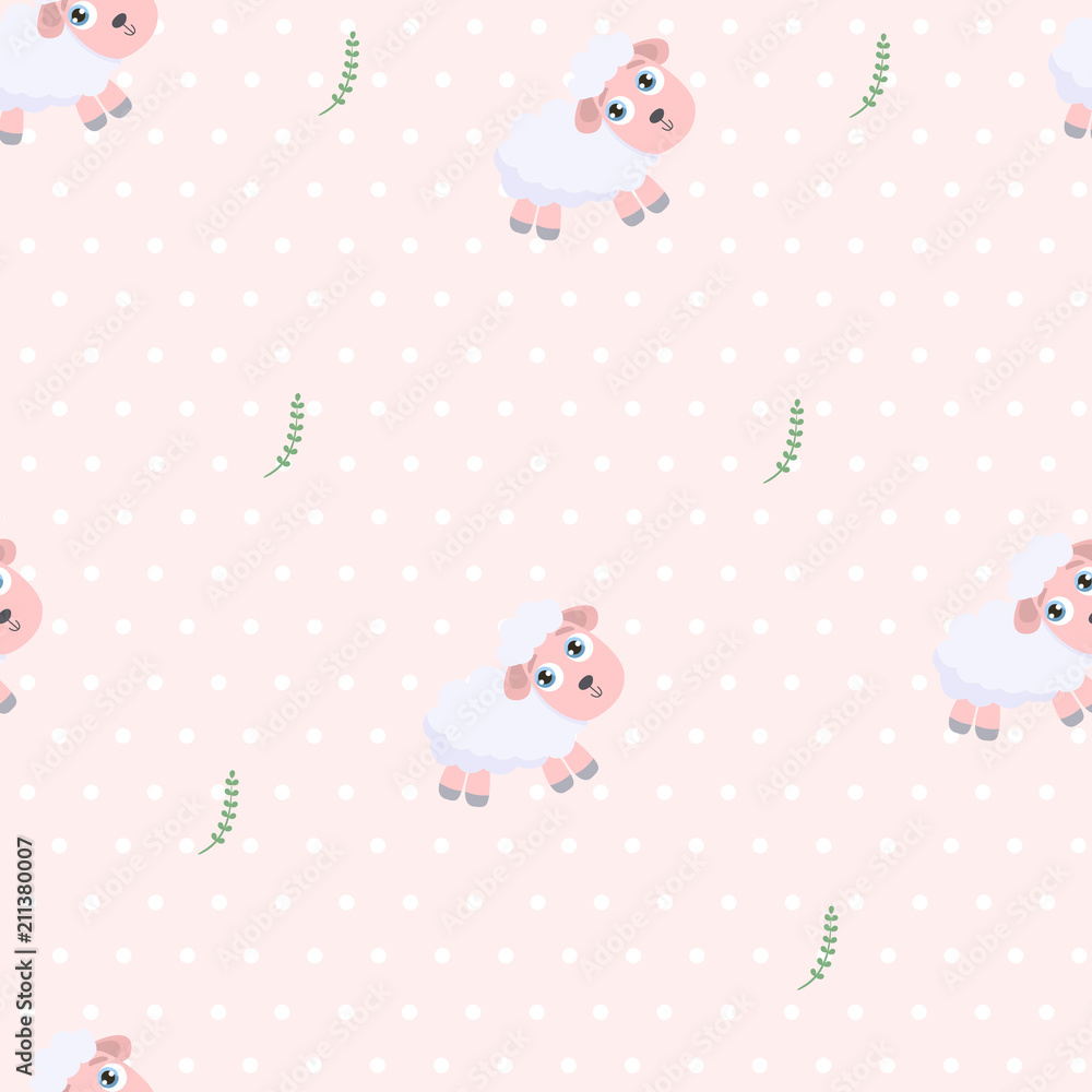 Cute sheep seamless vector background. Cute sheep seamless vector background.