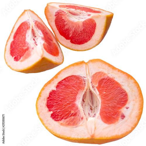 Half a grapefruit on white background.