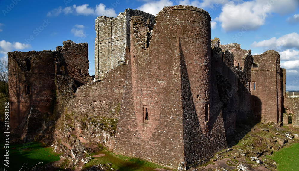 Goodrich Castle on a clear and sunny day