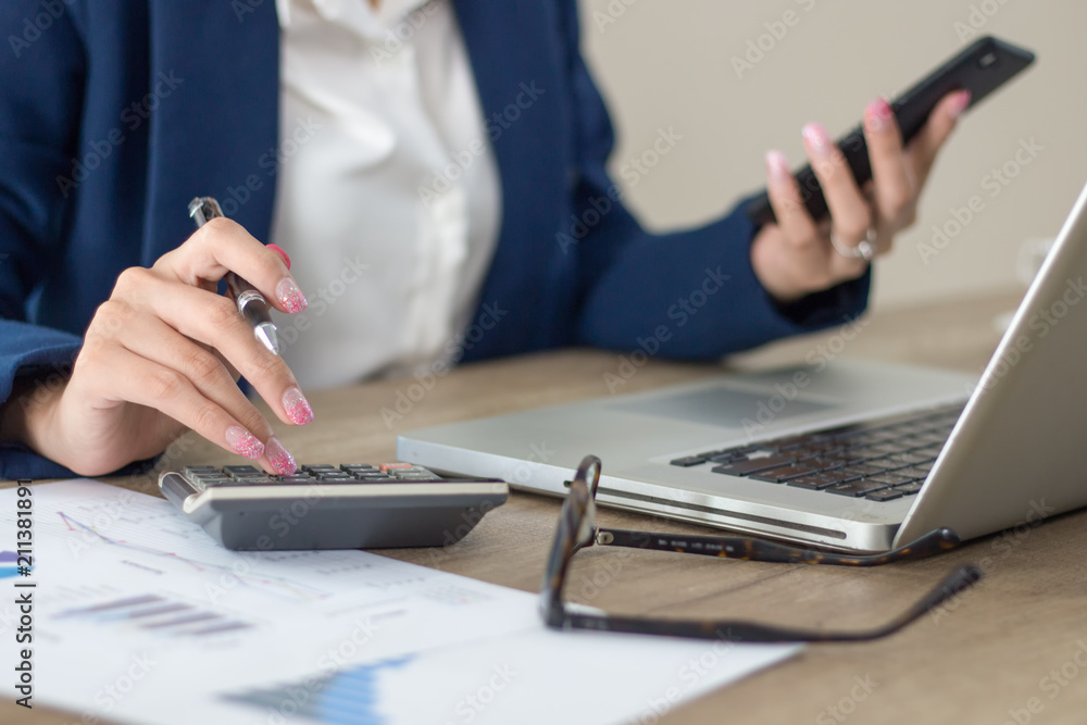 Business woman thinking account,accounting Business woman thinking account,accounting