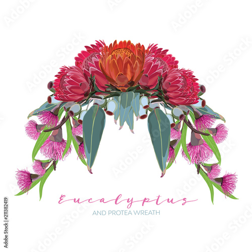 Realistic Eucalyptus and Protea Wreath