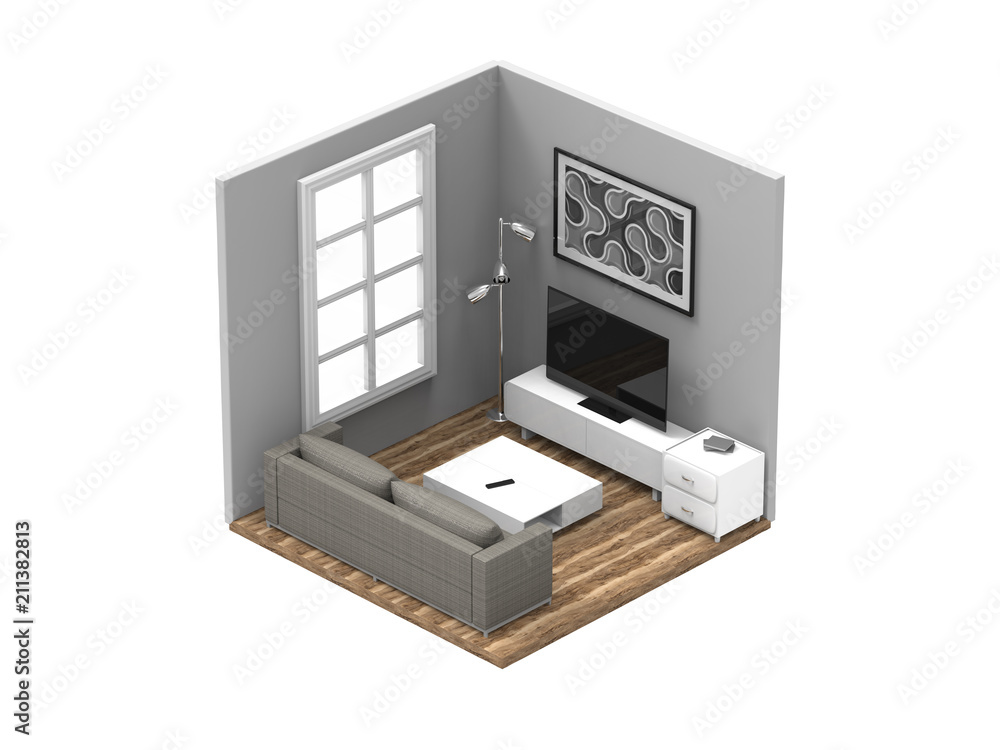 Isometric Livingroom 3D Render Isometric Livingroom 3D Render