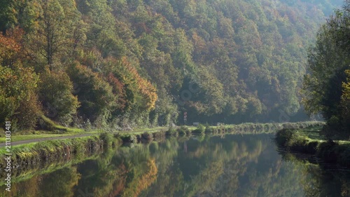 Boat ride on a french canal in the Burgundy region photo