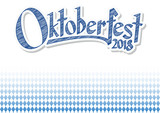 Oktoberfest 2018 background with blue-white checkered pattern