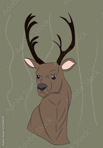 portrait of a deer on a colored background