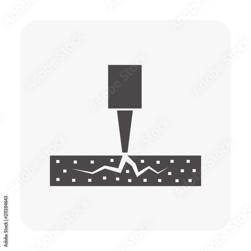 Sealant and cracked repair in construction work icon. That substance or chemical used with gun to caulking and prevent fluids through the joints, open or gap of concrete floor, wall and roof deck.