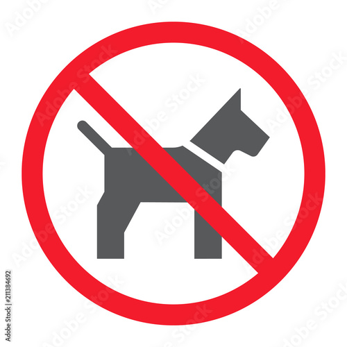 No dog glyph icon, prohibition and forbidden, no pet sign vector graphics, a solid pattern on a white background, eps 10.